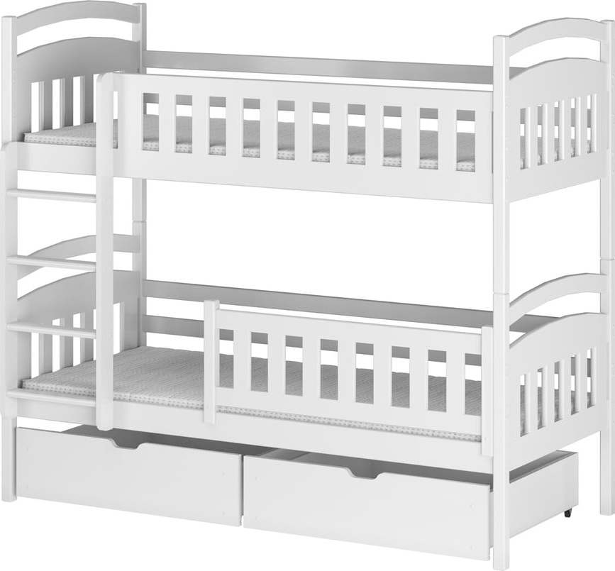 Bílá patrová dětská postel s úložným prostorem 70x160 cm Ignas - Lano Meble Lano Meble