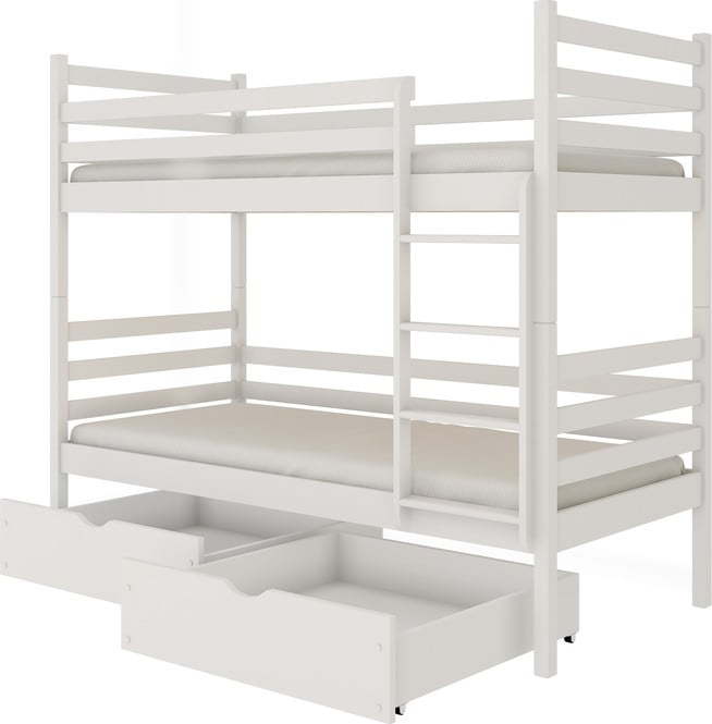 Bílá patrová dětská postel s úložným prostorem 70x160 cm Nemo - Lano Meble Lano Meble