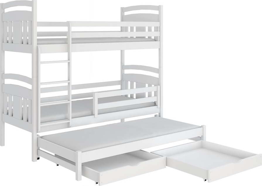 Bílá patrová dětská postel s úložným prostorem 80x160 cm Igor - Lano Meble Lano Meble