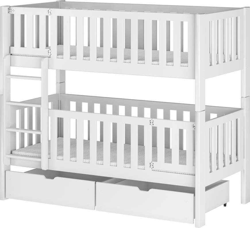 Bílá patrová dětská postel s úložným prostorem 80x180 cm Ksawery - Lano Meble Lano Meble