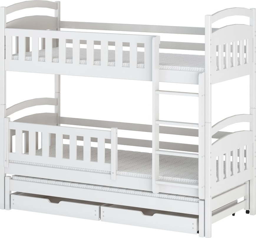 Bílá patrová dětská postel s úložným prostorem 90x200 cm Blanka - Lano Meble Lano Meble