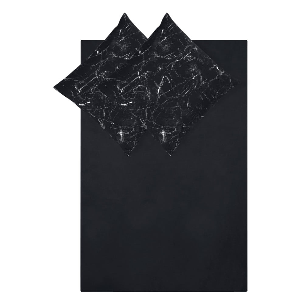 Černé povlečení na dvoulůžko z bavlněného perkálu Westwing Collection Malin