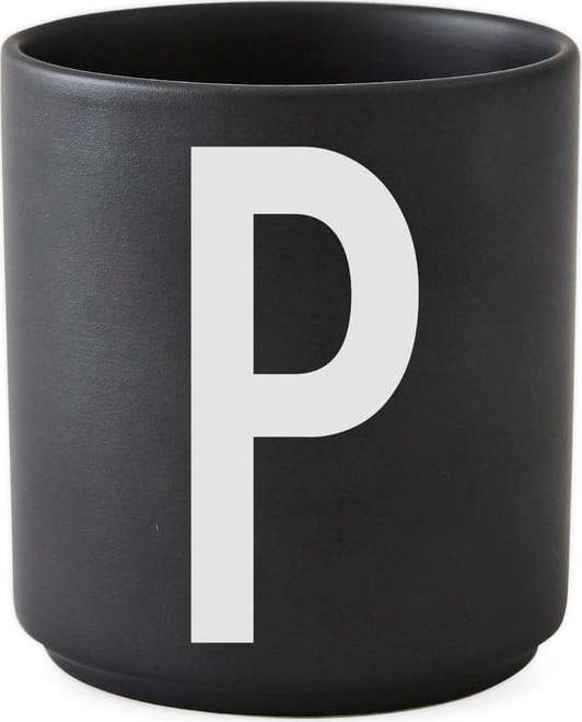 Černý porcelánový hrnek Design Letters Alphabet P
