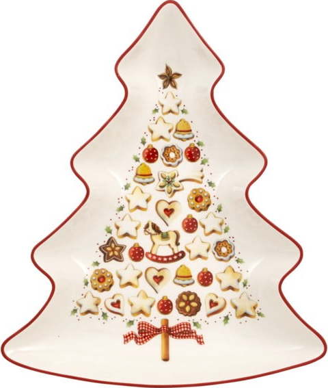 Červeno-bílá porcelánová servírovací mísa ve tvaru vánočního stromečku Villeroy & Boch Tree Villeroy & boch