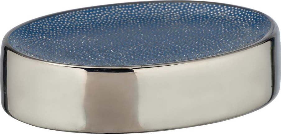 Modrá keramická mýdlenka s detailem ve stříbrné barvě Wenko Badi WENKO