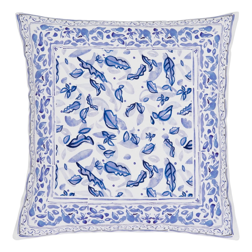 Modro-béžový bavlněný dekorativní povlak na polštář Westwing Collection Andrea