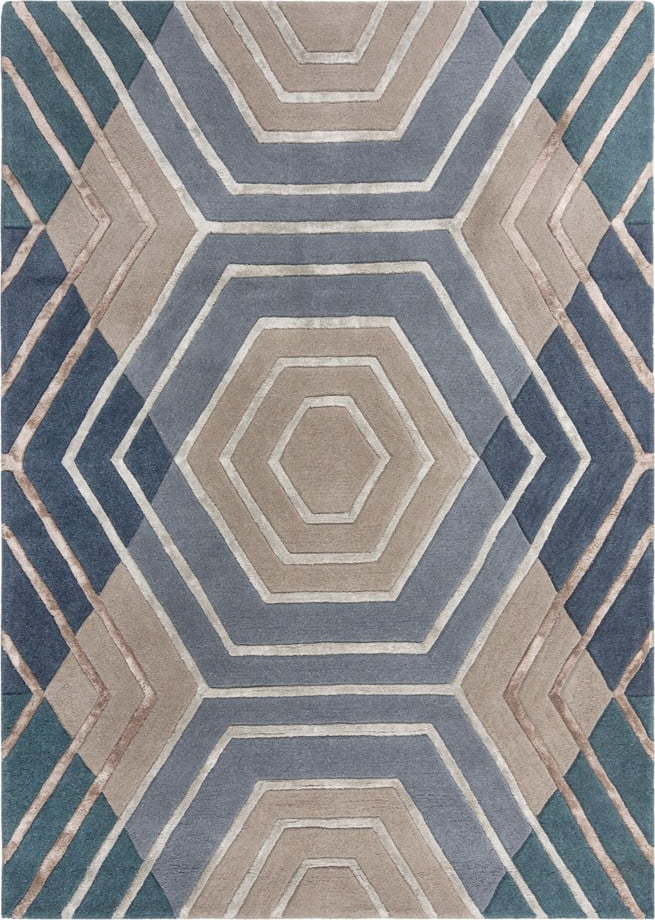 Modrý vlněný koberec Flair Rugs Harlow