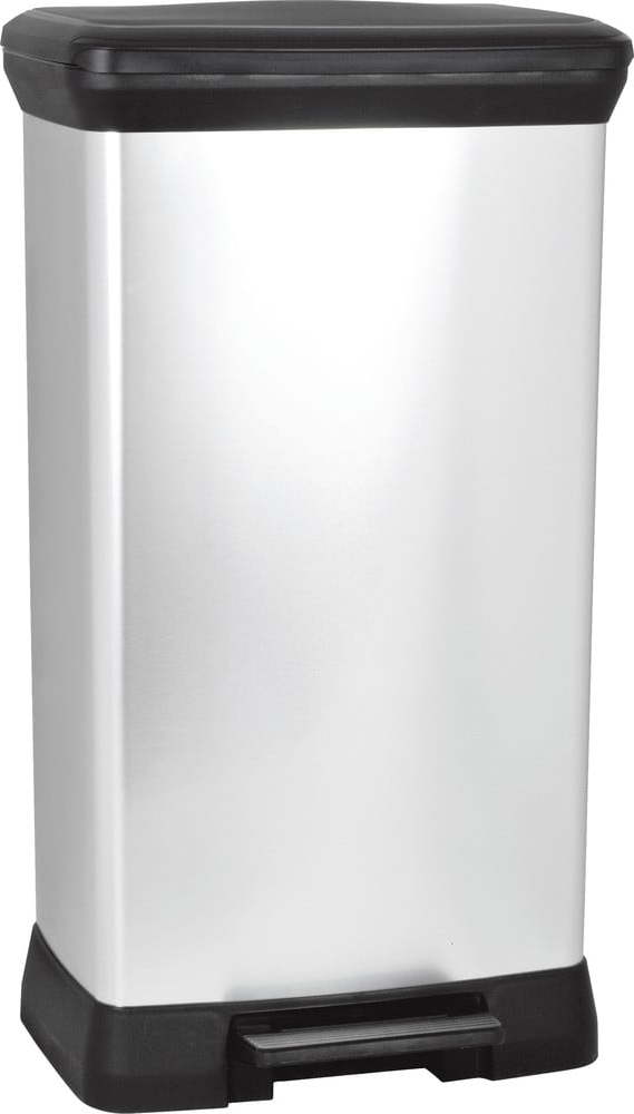 Pedálový odpadkový koš ve stříbrné barvě Curver Deco Bin