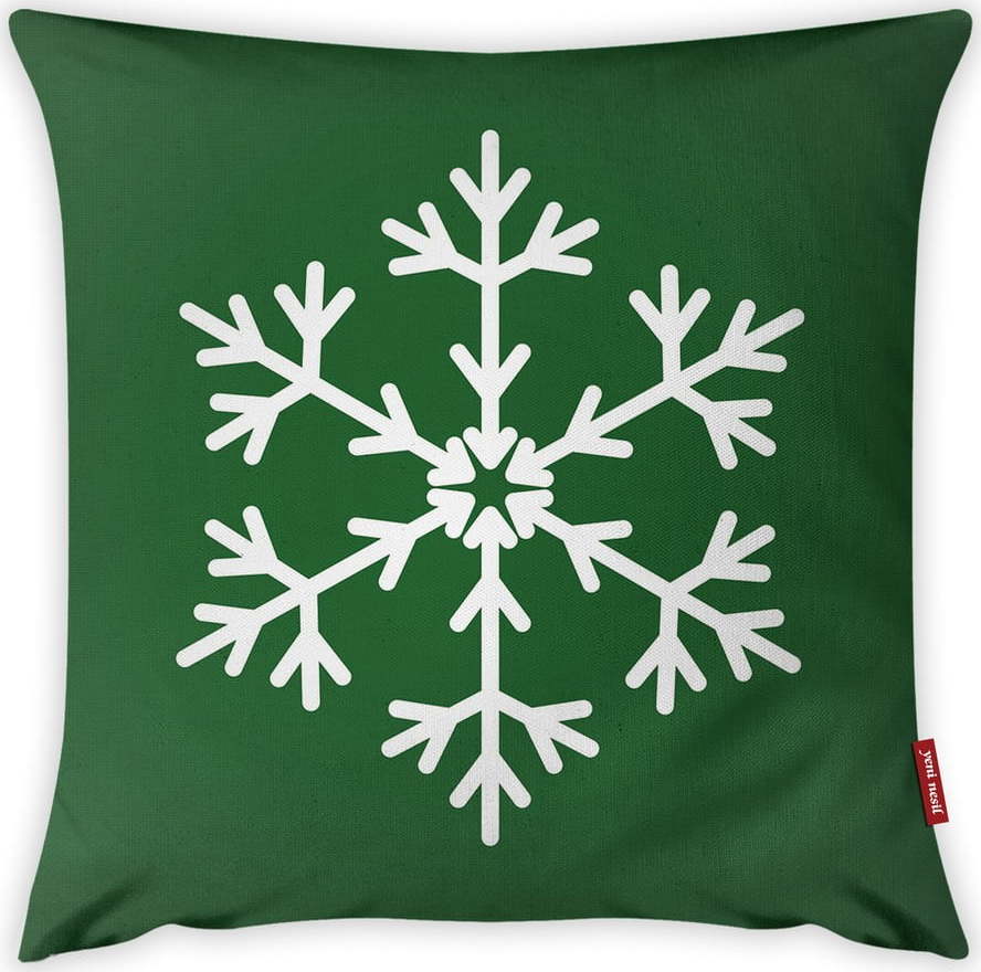 Povlak na polštář Vitaus Christmas Period Green Simple Snowflake