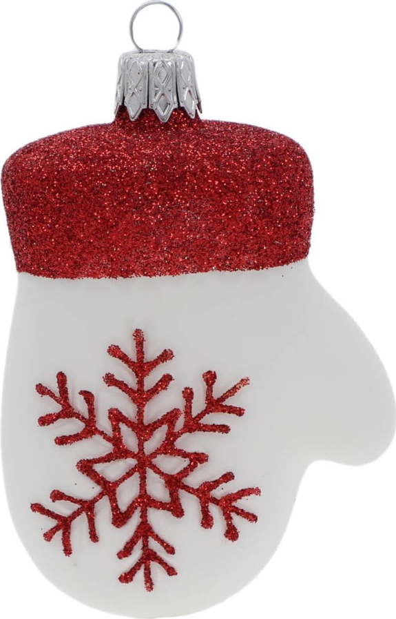 Sada 2 bílých skleněných vánočních ozdob ve tvaru rukavice Ego Dekor Ego Dekor