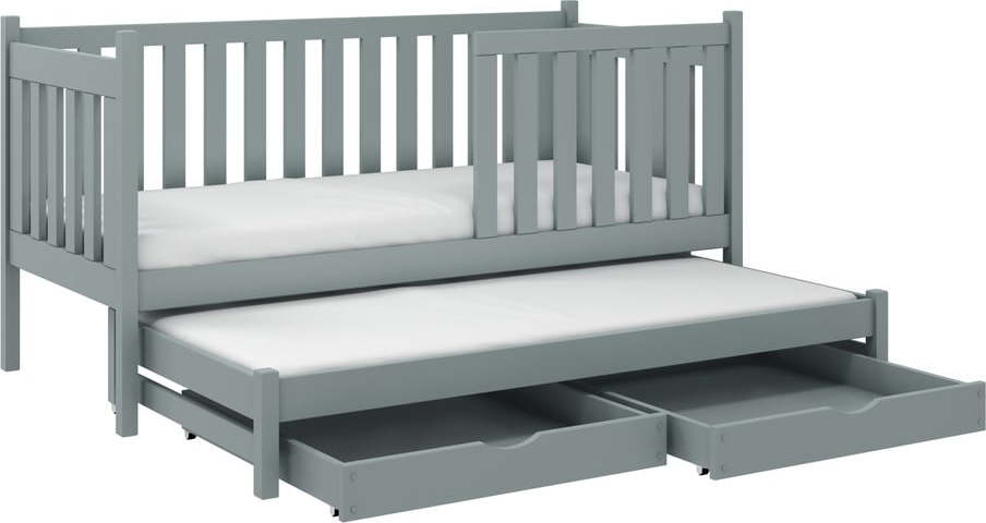 Šedá dětská postel s výsuvným lůžkem s úložným prostorem 80x180 cm Kaja V5 - Lano Meble Lano Meble