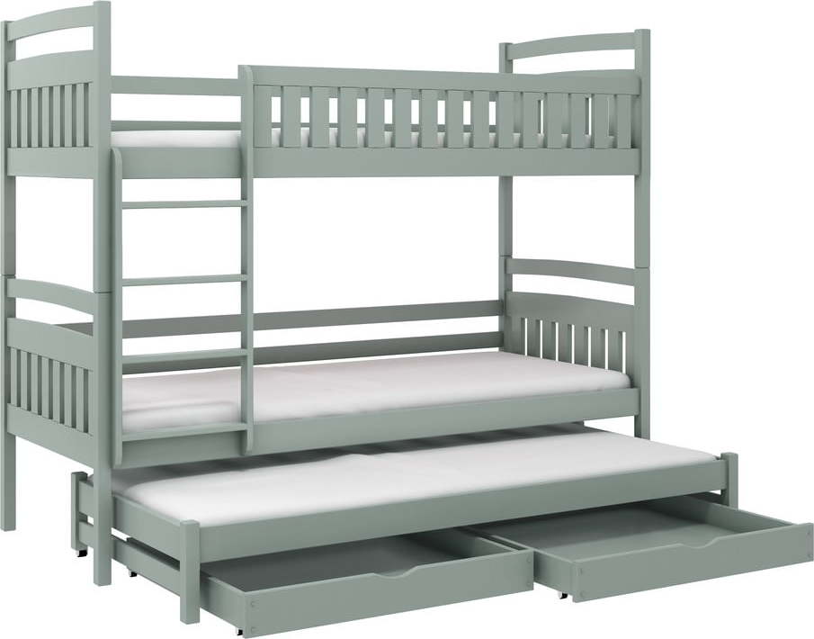 Šedá patrová dětská postel s úložným prostorem 70x160 cm Blanka - Lano Meble Lano Meble