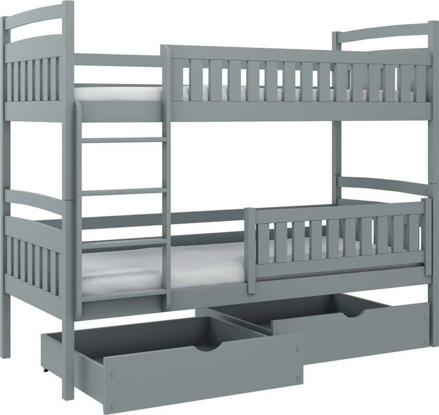Šedá patrová dětská postel s úložným prostorem 80x160 cm Ignas - Lano Meble Lano Meble