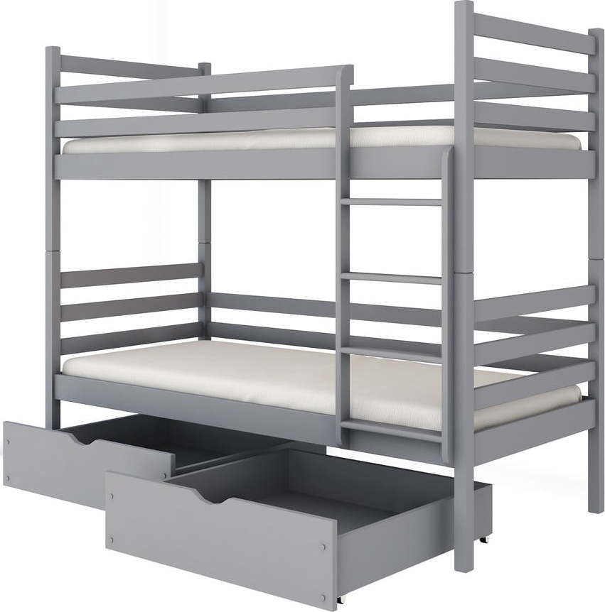 Šedá patrová dětská postel s úložným prostorem 80x200 cm Nemo - Lano Meble Lano Meble