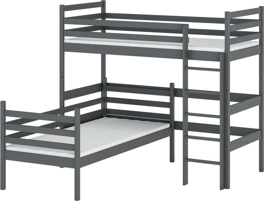 Tmavě šedá patrová dětská postel 70x160 cm Double - Lano Meble Lano Meble