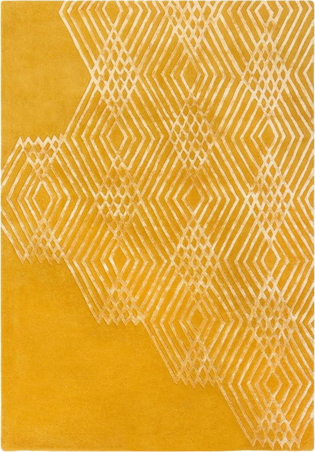 Žlutý vlněný koberec Flair Rugs Diamonds