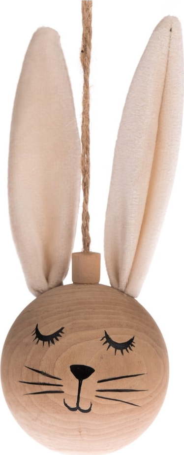 Béžová dřevěná velikonoční závěsná dekorace Dakls Bunny Dakls