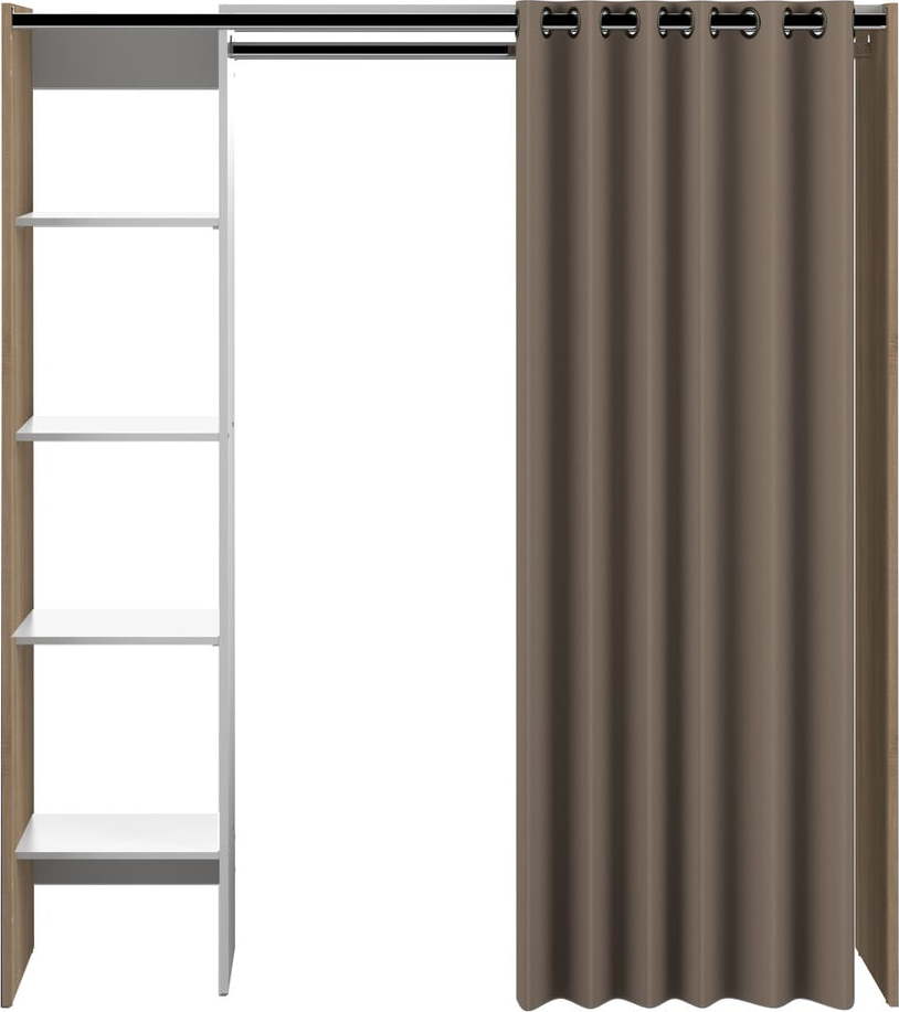 Bílo-hnědá šatní skříň v dekoru dubu 160x182 cm Tom - TemaHome France TemaHome France