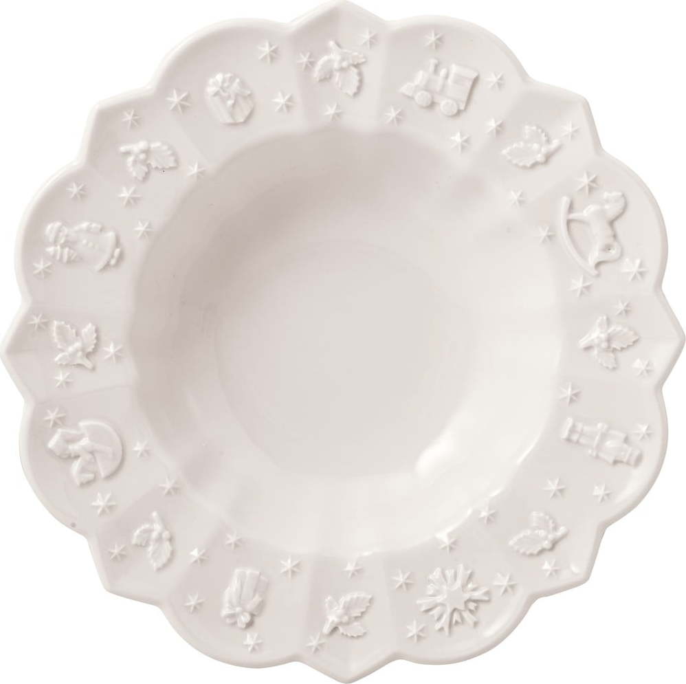 Bílý hluboký porcelánový vánoční talíř Toy's Delight Villeroy&Boch
