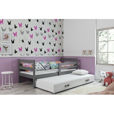 Dětská postel s výsuvnou postelí ERYK 200x90 cm Bílá Šedá BMS