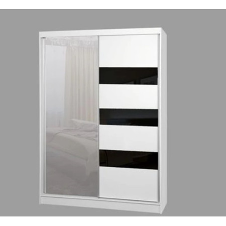 Kvalitní Šatní Skříň Lotse 150 cm Bílý Mat Černá Furniture