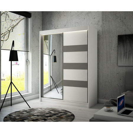 Kvalitní Šatní Skříň Lotse 250 cm Dub Craft/ Bílý Mat Černá Furniture