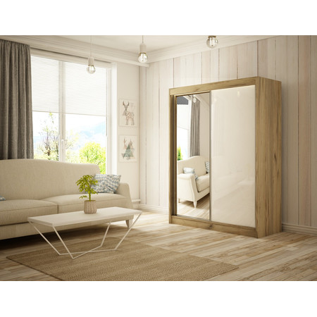 Kvalitní Šatní Skříň Velis 120 cm Dub craft Bílá Furniture
