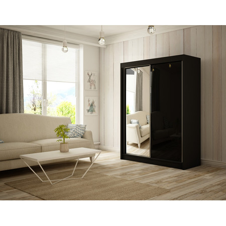 Kvalitní Šatní Skříň Velis 150 cm Černý mat Černá Furniture