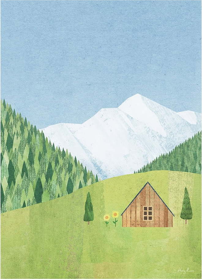 Plakát 30x40 cm Mountain Cabin - Travelposter Travelposter