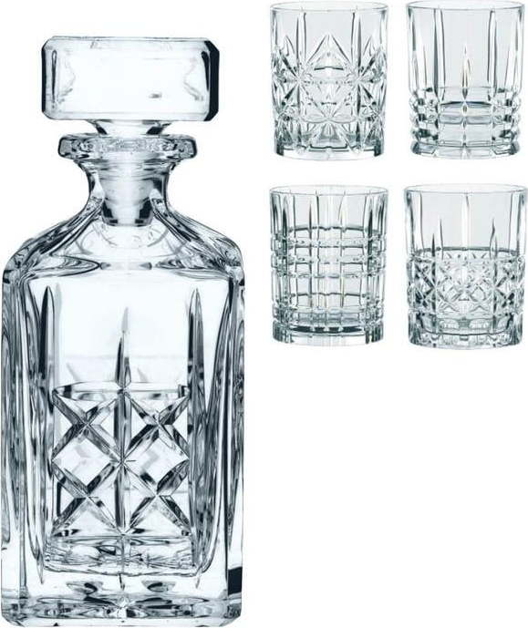 Set karafy a 4 sklenic na whisky z křišťálového skla Nachtmann Highland Whisky Set Nachtmann