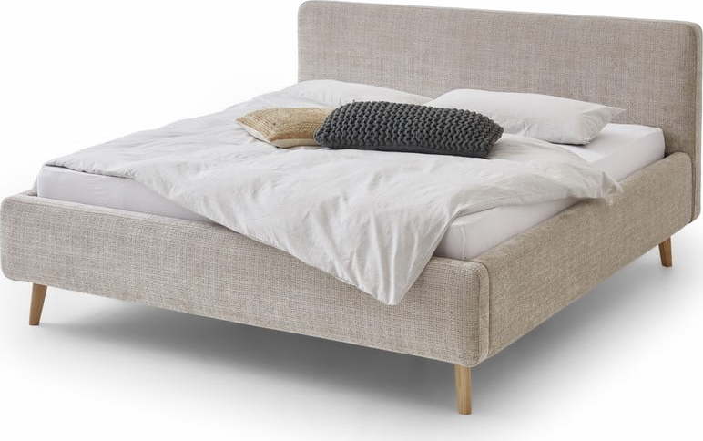Béžová čalouněná dvoulůžková postel s úložným prostorem s roštem 140x200 cm Mattis - Meise Möbel Meise Möbel