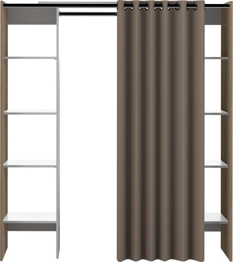 Bílo-hnědá šatní skříň v dekoru dubu 185x182 cm Tom - TemaHome France TemaHome France