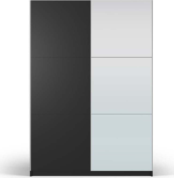Černá šatní skříň se zrcadlem a s posuvnými dveřmi 151x215 cm Lisburn - Cosmopolitan Design Cosmopolitan design