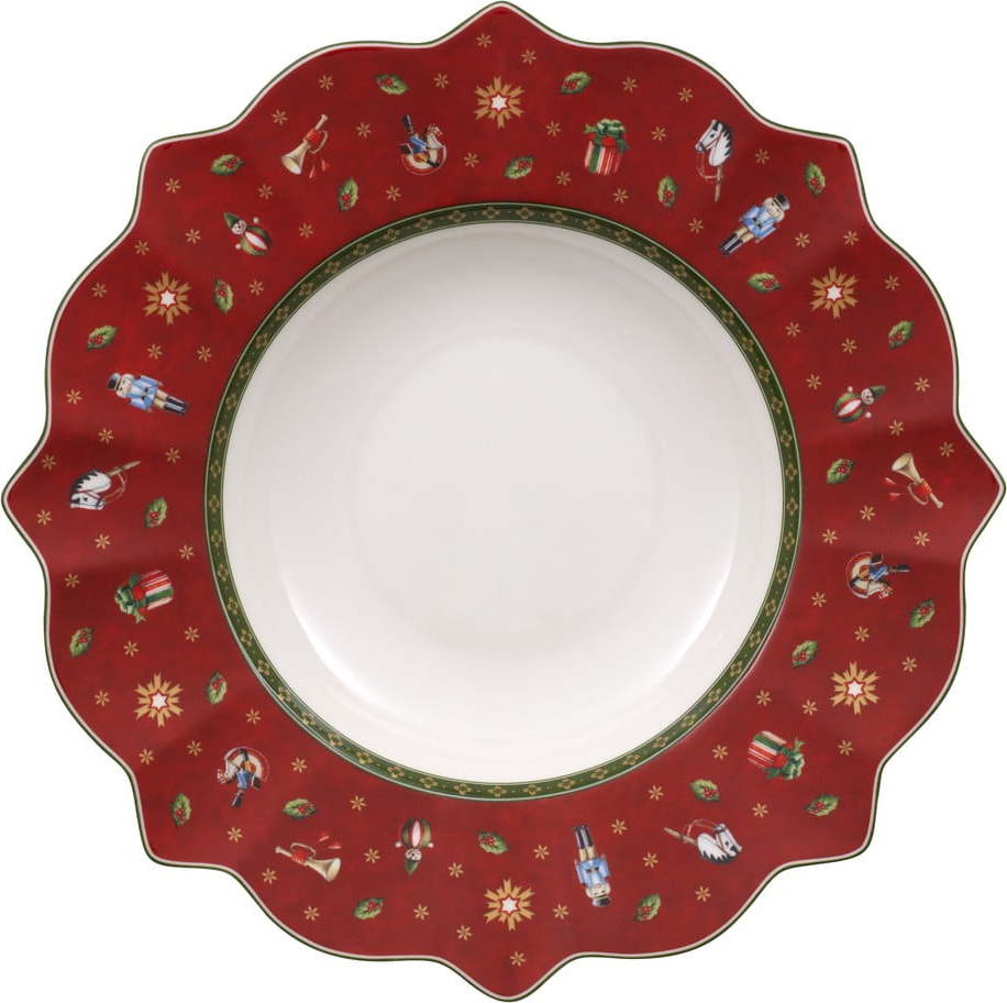 Červený hluboký porcelánový talíř s vánočním motivem Villeroy & Boch
