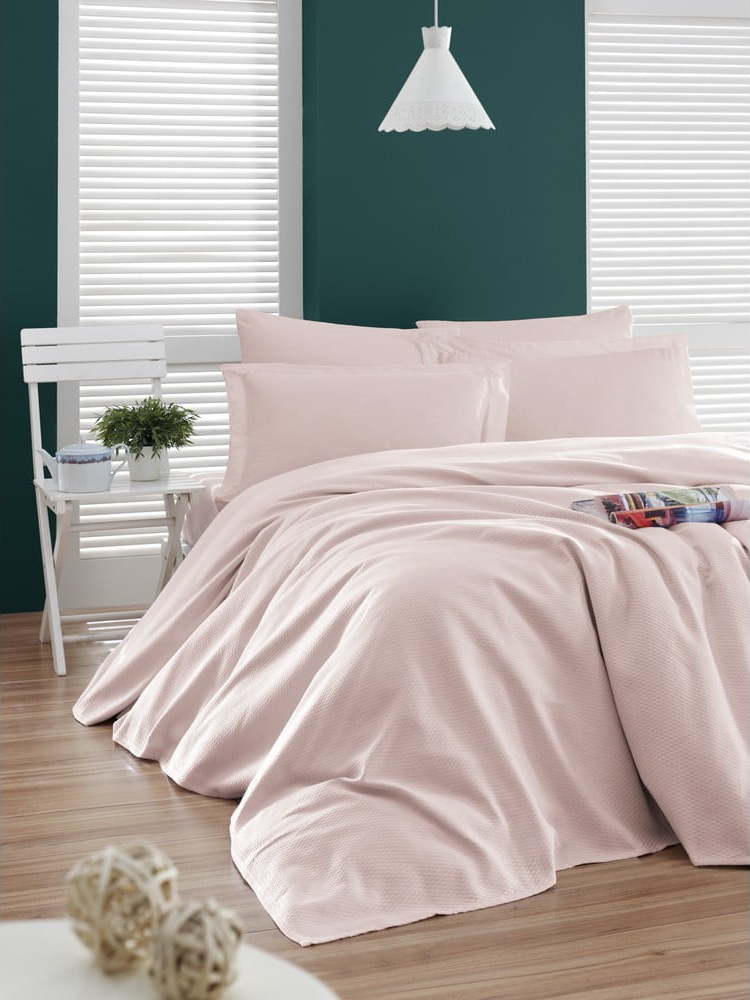 Růžový bavlněný přehoz přes postel EnLora Home Casuel