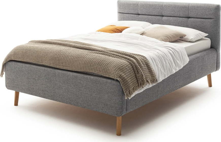 Šedá čalouněná dvoulůžková postel s úložným prostorem s roštem 160x200 cm Lotte - Meise Möbel Meise Möbel