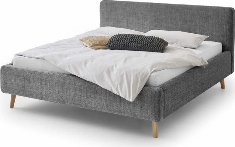 Tmavě šedá čalouněná dvoulůžková postel s úložným prostorem s roštem 180x200 cm Mattis - Meise Möbel Meise Möbel