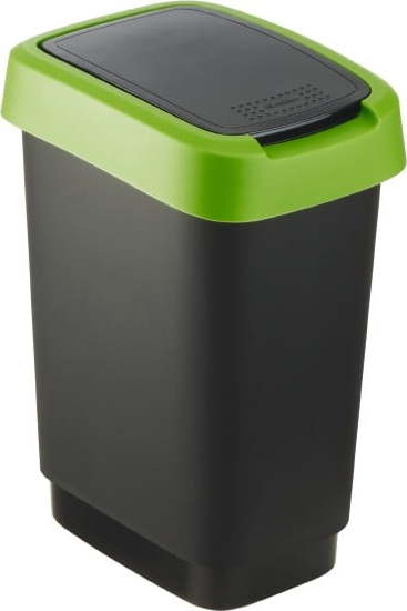 Zeleno-černý odpadkový koš z recyklovaného plastu 10 l Twist - Rotho ROTHO