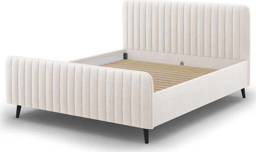 Béžová čalouněná dvoulůžková postel s roštem 140x200 cm Lily - Micadoni Home Micadoni Home