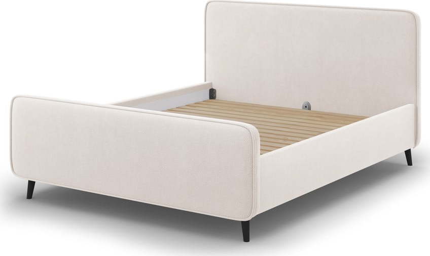Béžová čalouněná dvoulůžková postel s roštem 180x200 cm Kaia - Micadoni Home Micadoni Home