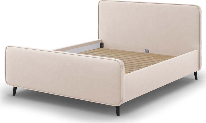 Béžová čalouněná dvoulůžková postel s roštem 180x200 cm Kaia - Micadoni Home Micadoni Home