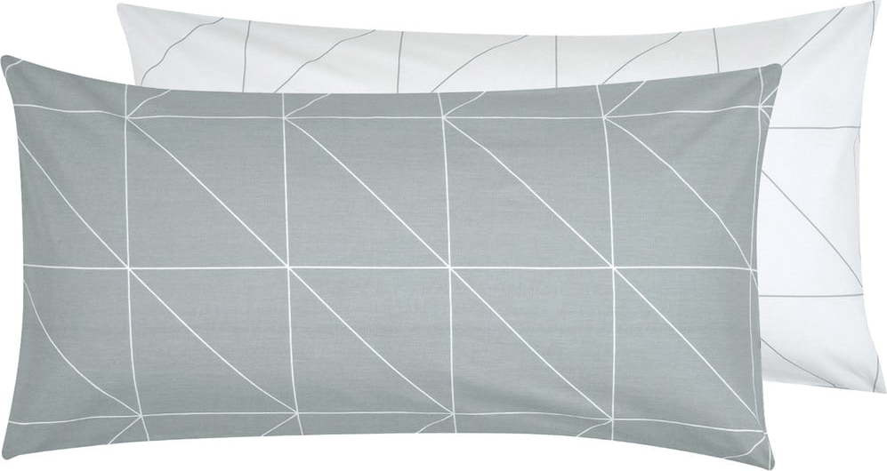 Bílo-šedý bavlněný dekorativní povlak na polštář by46