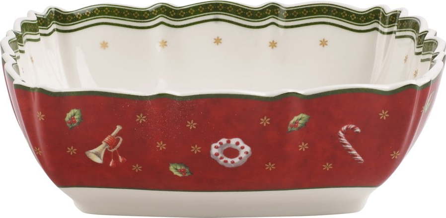 Červená porcelánová servírovací mísa s vánočním motivem Villeroy & Boch
