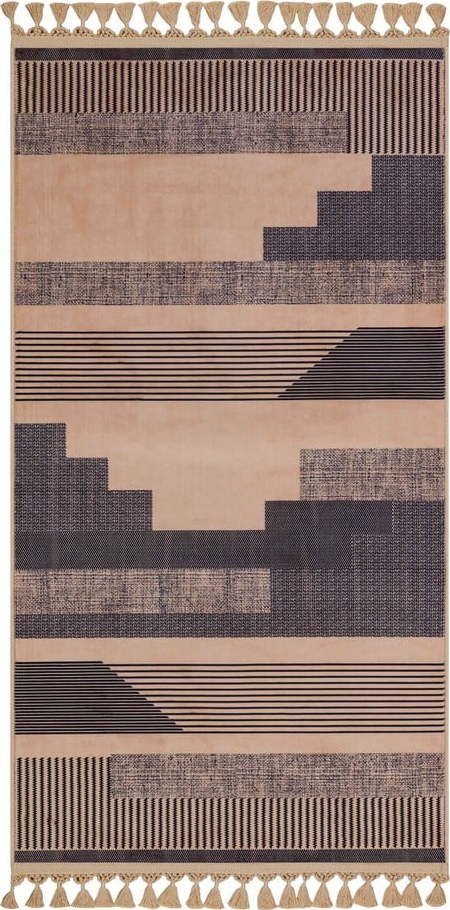 Hnědo-béžový pratelný koberec běhoun 300x100 cm - Vitaus Vitaus