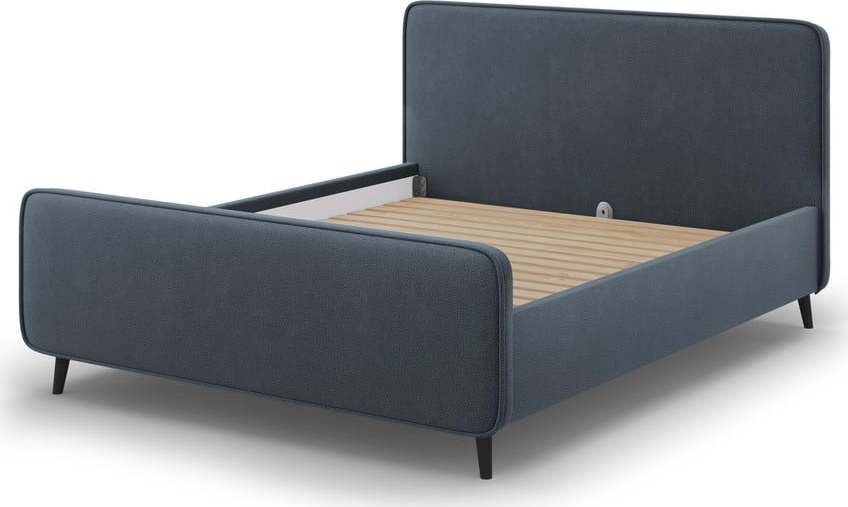 Modrošedá čalouněná dvoulůžková postel s roštem 140x200 cm Kaia - Micadoni Home Micadoni Home