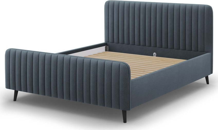 Modrošedá čalouněná dvoulůžková postel s roštem 180x200 cm Lily - Micadoni Home Micadoni Home