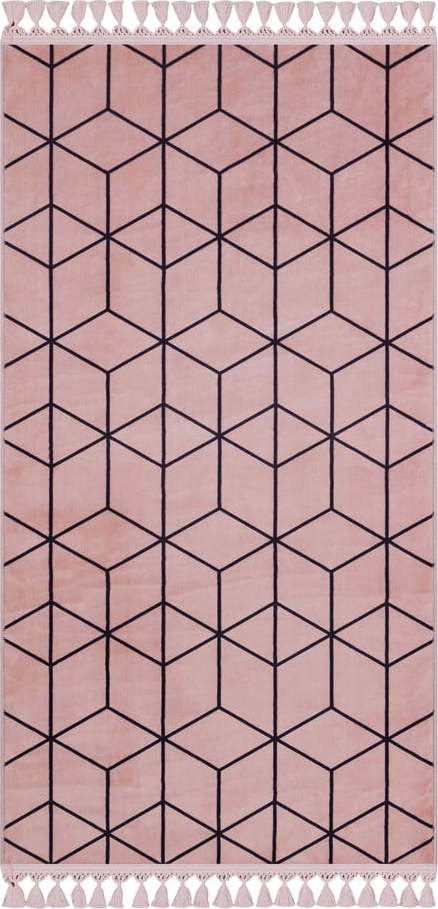 Růžový pratelný koberec běhoun 200x80 cm - Vitaus Vitaus