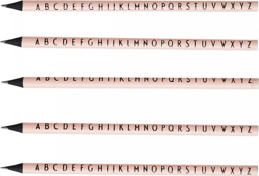 Sada 5 růžových tužek Design Letters Pencils Design Letters