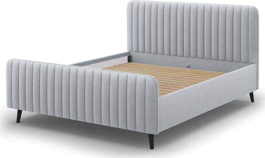 Světle šedá čalouněná dvoulůžková postel s roštem 160x200 cm Lily - Micadoni Home Micadoni Home