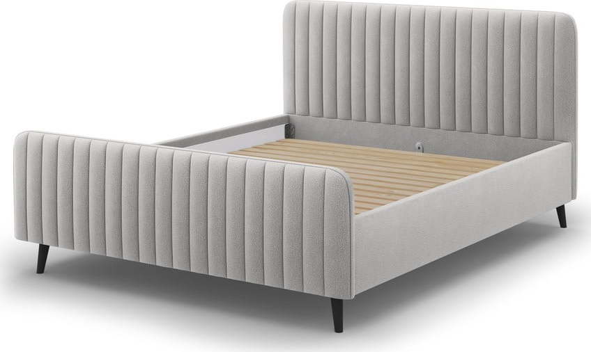 Světle šedá čalouněná dvoulůžková postel s roštem 180x200 cm Lily - Micadoni Home Micadoni Home